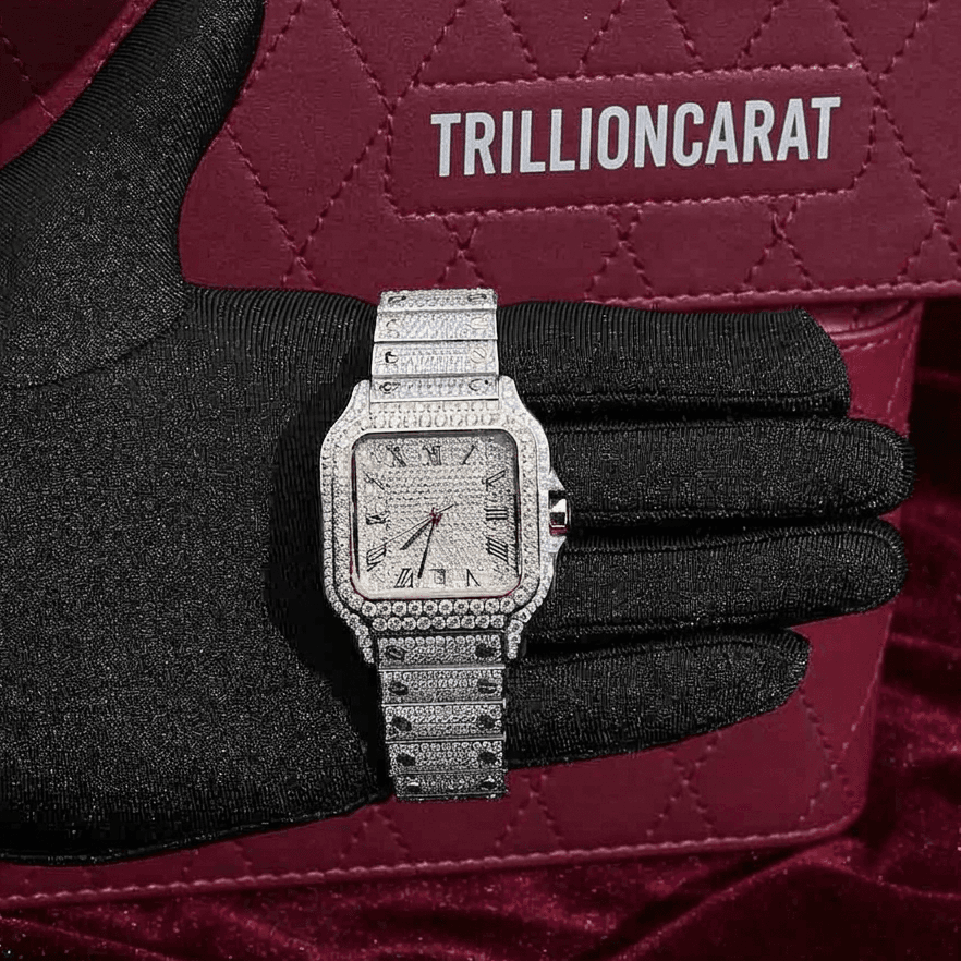 Moissanite Skeleton Watch | 14K Rose Gold 14.1CT Bust Down